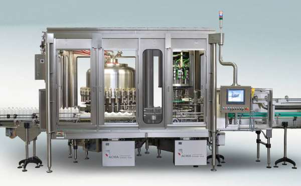 Continuous rotary net weight filling and capping bottle monoblock