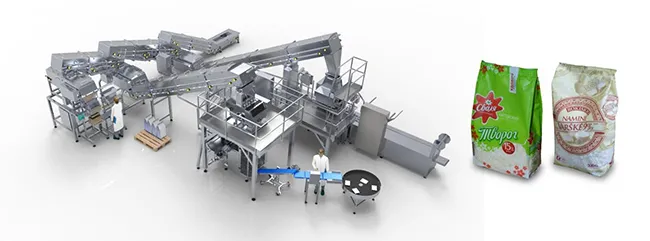 Curd packaging line machine