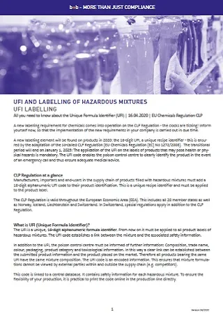 UFI AND LABELLING OF HAZARDOUS MIXTURES