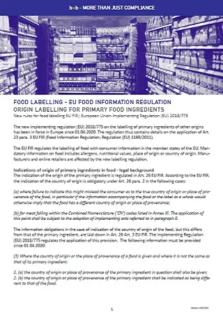 FOOD LABELLING - EU FOOD INFORMATION REGULATION