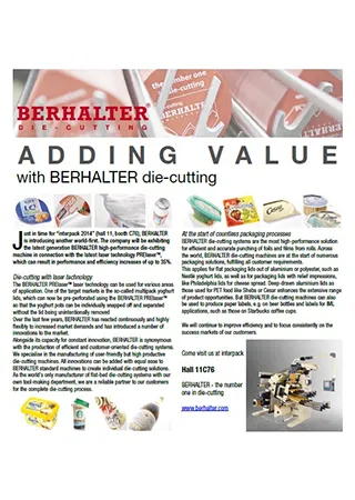 ADDING VALUE with BERHALTER die-cutting