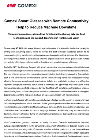 Comexi Smart Glasses with Remote Connectivity Help to Reduce Machine Downtime