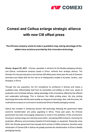 Comexi and Caihua enlarge strategic alliance with new CI8 offset press
