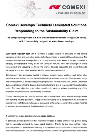 PR - Comexi Develops Technical Laminated Solutions Responding to the Sustainability Claim_lamination