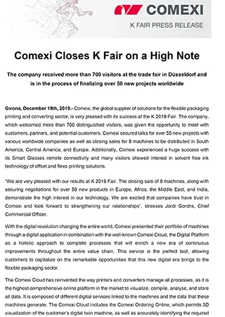 Comexi Closes K Fair on a High Note