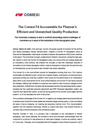 The Comexi F4 Accountable for Plasmar’s Efficient and Unmatched Quality Production
