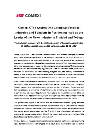 Comexi CTec Assists One Caribbean Flexipac Industries and Solutions