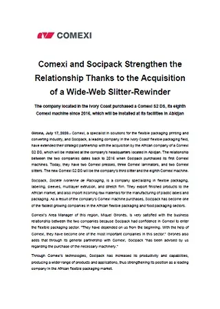 Comexi and Socipack Strengthen the Relationship