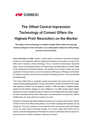 The Offset Central Impression Technology of Comexi Offers the Highest Print Resolution on the Market