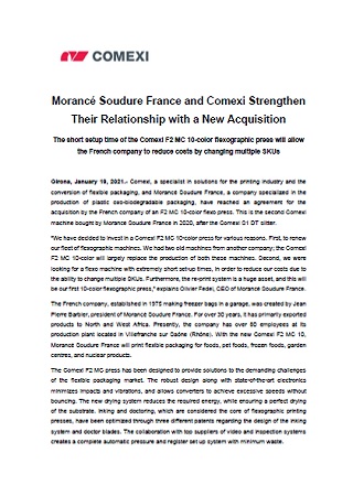 Morancé Soudure France and Comexi Strengthen Their Relationship with a New Acquisition