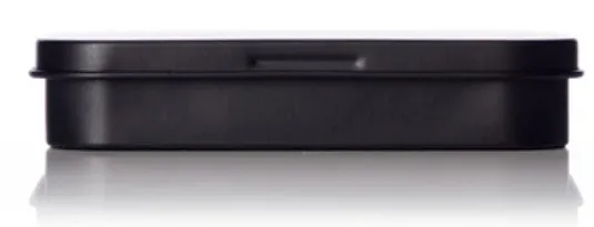 Black steel rectangular tin with slip on cover lid