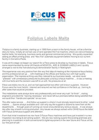 Foilplus Labels Malta