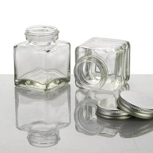 3.4oz square glass jar threaded neck