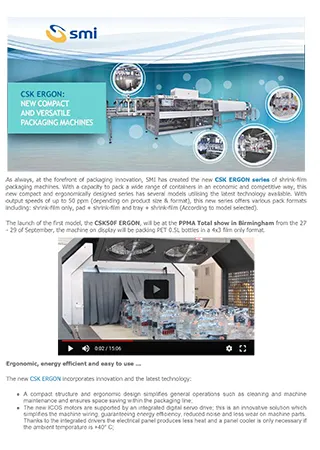 CSK ERGON: New Compact and Versatile Packaging Machines