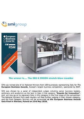 The winner is.... The EBS K ERGON stretch-blow moulder