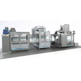 Automatic line for filling and packaging liquids in BIBs