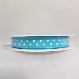 Ribbon Poly with White Dots 10 Aqua