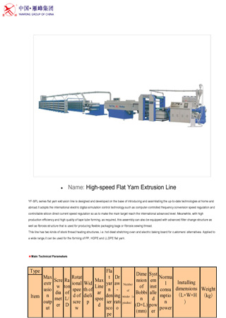 High-speed Flat Yarn Extrusion Line